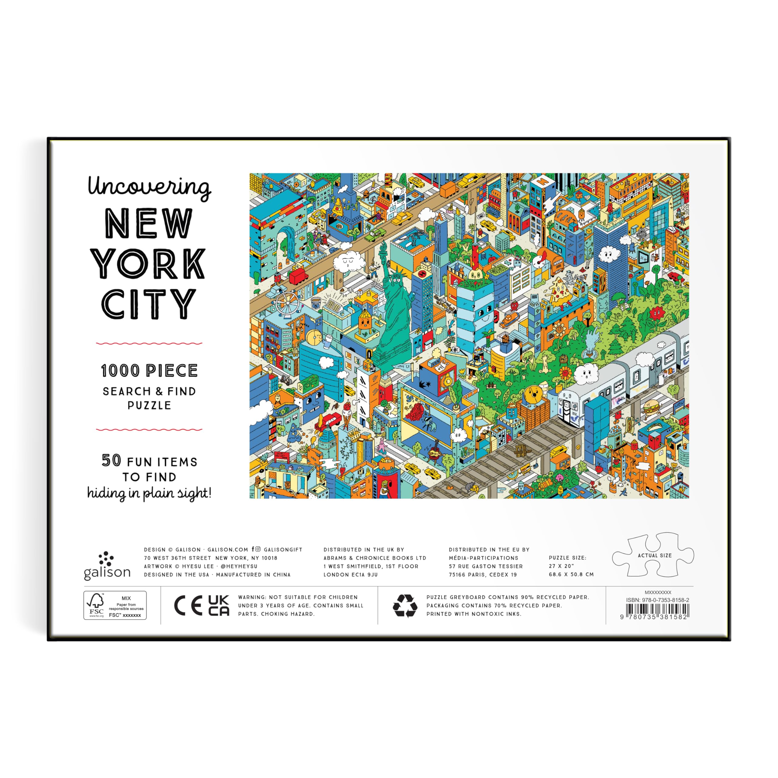 Amazon.com: Galison Uncovering NYC – Hyesu Lee 1000 Piece Puzzle